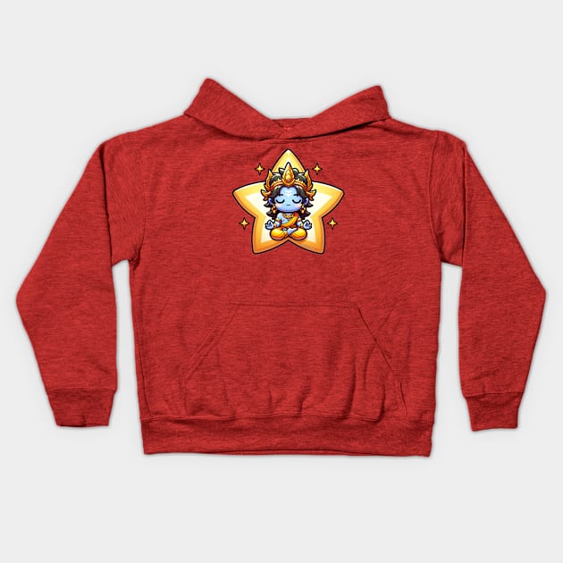 Cute Vishnu Meditating Kids Hoodie by Pickledjo